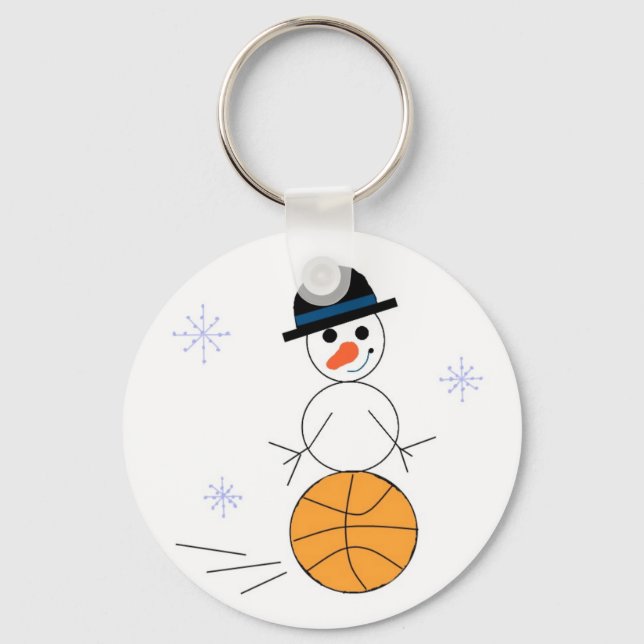 Snowman Basketball Player Key Ring (Front)