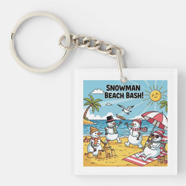 Snowman Beach Bash Key Ring (Front)