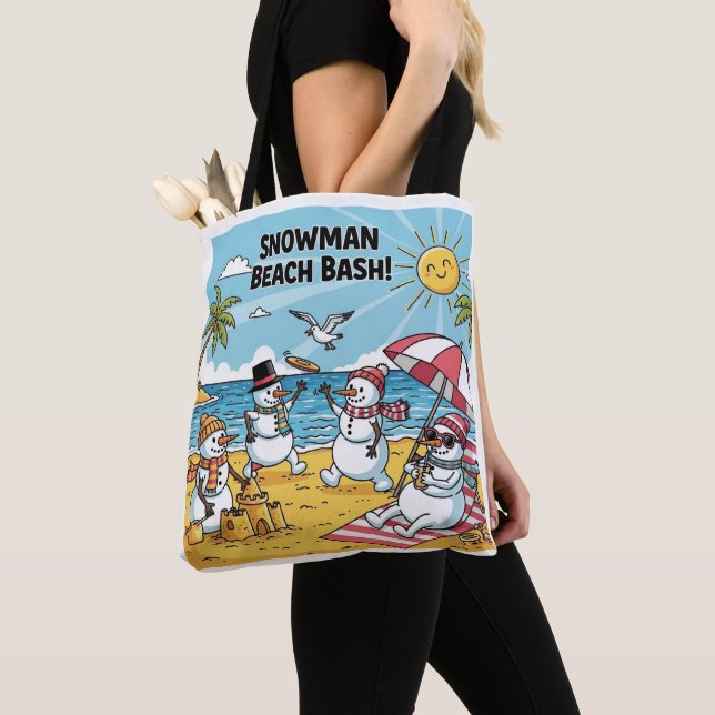 Snowman Beach Bash Tote Bag (Close Up)