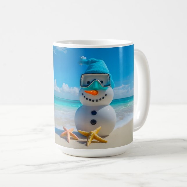 Snowman Beach Vacation Coffee Mug (Front Right)