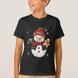 Snowman Beanie Coffee Latte Ginggerbread Merry Chr T-Shirt
