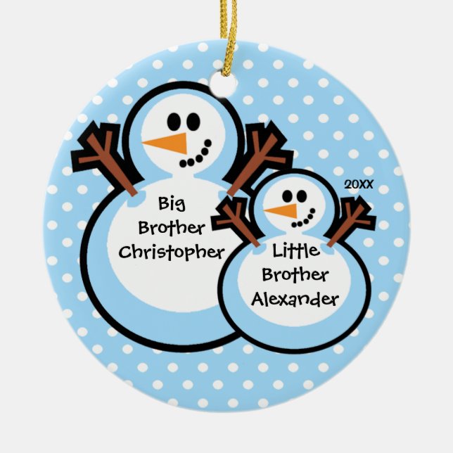 Snowman Big & Little Brother Christmas Ornament (Front)
