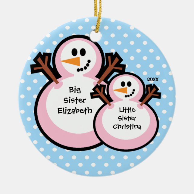 Snowman Big Sister Christmas Ornament (Front)