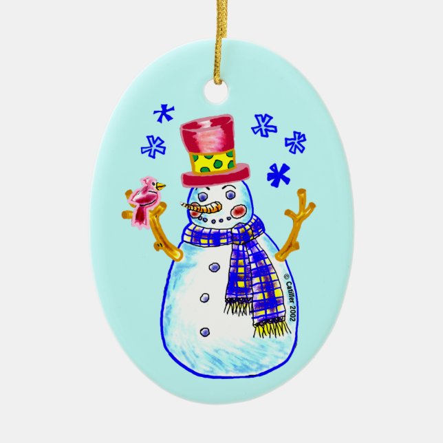 Snowman Bird Friend ornament (Front)