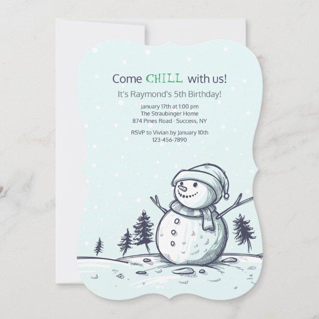 Snowman Birthday Invitation (Front)