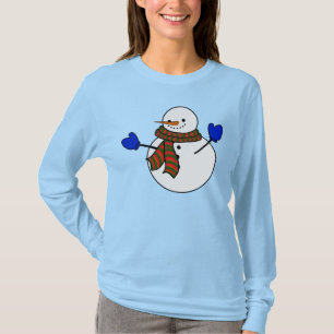  Snowman Blue Mittens Christmas  T-Shirt