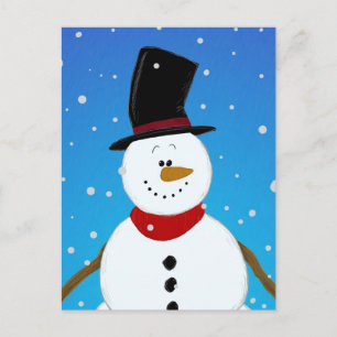 Snowman - Blue Postcard