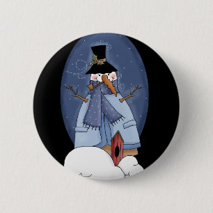 Snowman Blue Tshirts and Gifts 6 Cm Round Badge