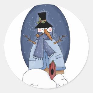 Snowman Blue Tshirts and Gifts Classic Round Sticker