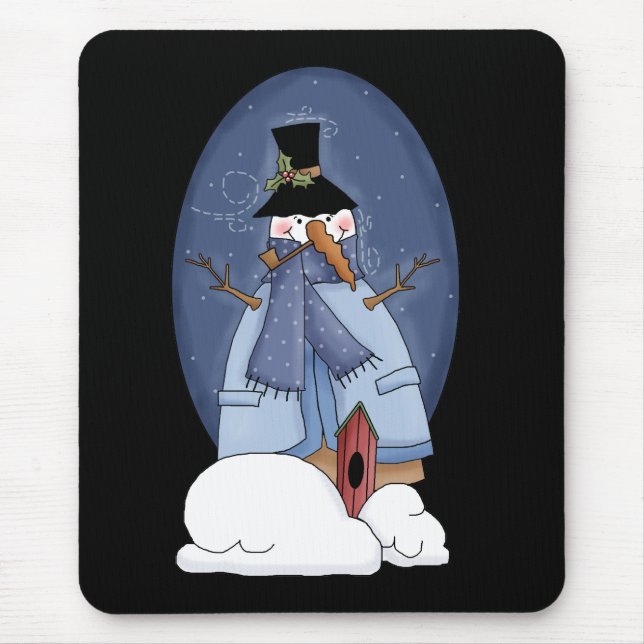 Snowman Blue Tshirts and Gifts Mouse Mat (Front)