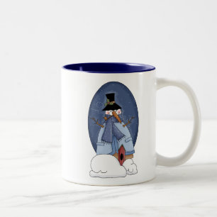 Snowman Blue Tshirts and Gifts Two-Tone Coffee Mug