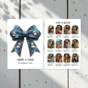 Snowman Bow Year in Review Flat Holiday Photo