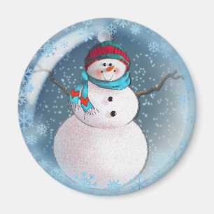 SNOWMAN BUBBLE 3 SNOWFLAKES by SHARON SHARPE Magnet