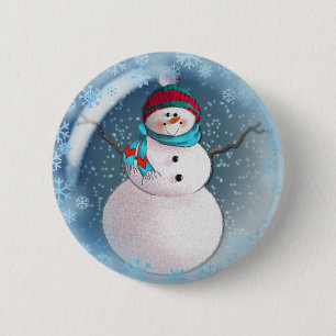SNOWMAN BUBBLE by 3 SNOWFLAKES SHARON SHARPE 6 Cm Round Badge