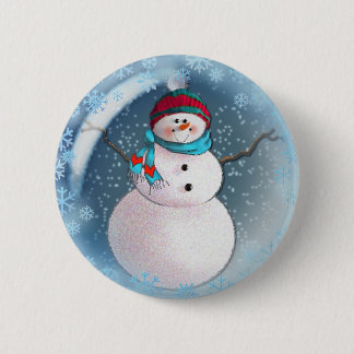 SNOWMAN BUBBLE by 3 SNOWFLAKES SHARON SHARPE 6 Cm Round Badge
