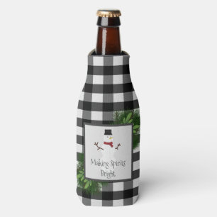 Snowman Buffalo Plaid Bottle Cooler