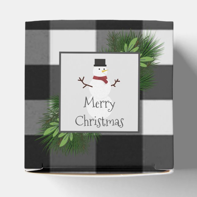 Snowman Buffalo Plaid Favour Box (Top)