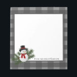 Snowman Buffalo Plaid Personalised Notepad<br><div class="desc">Jot down notes and reminders with a personalised Snowman Buffalo Plaid Personalised Notepad. Notepad design features a jolly snowman adorned with pine sprigs against a buffalo plaid background. Additional matching stationery items available with this design as well. If you need assistance with personalisation,  please contact me directly.</div>