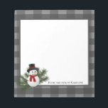 Snowman Buffalo Plaid Personalised Notepad<br><div class="desc">Jot down notes and reminders with a personalised Snowman Buffalo Plaid Personalised Notepad. Notepad design features a jolly snowman adorned with pine sprigs against a buffalo plaid background. Additional matching stationery items available with this design as well. If you need assistance with personalisation,  please contact me directly.</div>