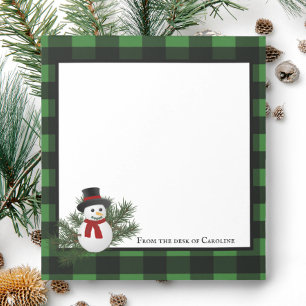 Snowman Buffalo Plaid Personalised Notepad