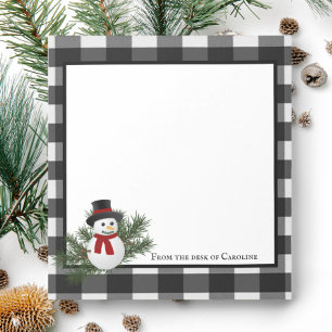Snowman Buffalo Plaid Personalized Notepad