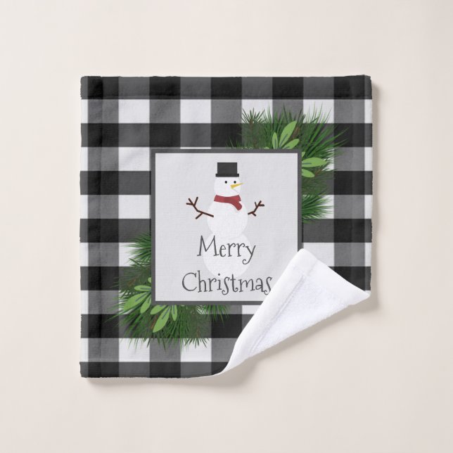 Snowman Buffalo Plaid Towel Set (Wash Cloth)