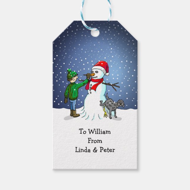 Snowman Building Gift Tags (Front)