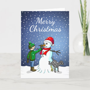 Snowman Building Holiday Card