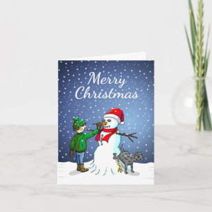 Snowman Building Holiday Card