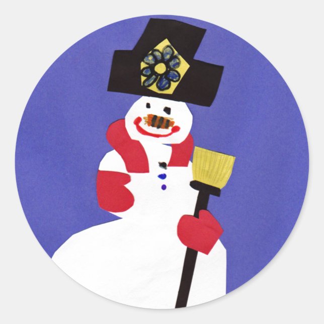 Snowman by VictoriaShaylee Classic Round Sticker (Front)