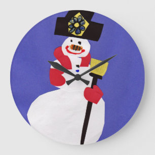Snowman by VictoriaShaylee Large Clock