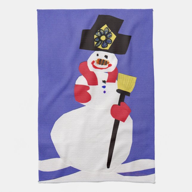 Snowman by VictoriaShaylee Tea Towel (Vertical)