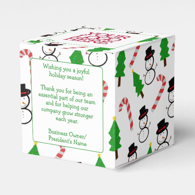 Snowman Candy Cane Christmas Tree Business Gift Favour Box (Front Side)