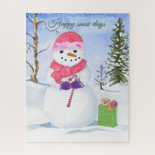 Snowman candy cane Happy snow days Puzzle