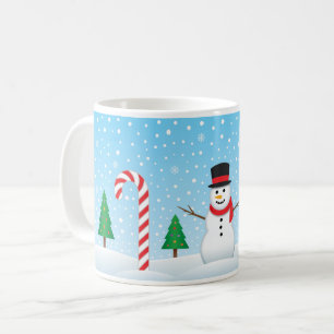 Snowman & Candy Cane Winter Wonderland Coffee Mug