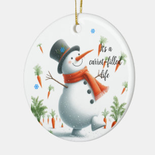 Snowman Carrot Filled Life  Ceramic Tree Decoration