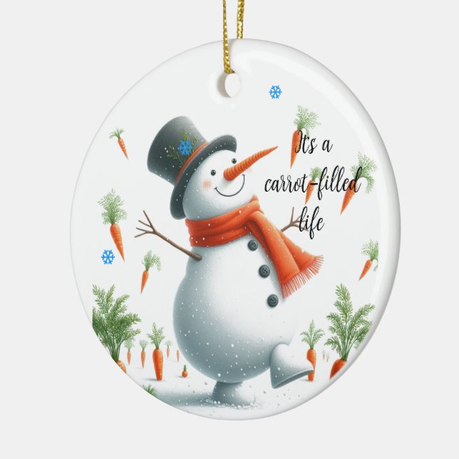 Snowman Carrot Filled Life  Ceramic Tree Decoration (Left)