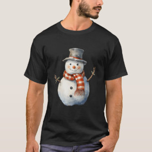 Snowman Carrot Nose Plaid Scarf Winter Christmas T-Shirt