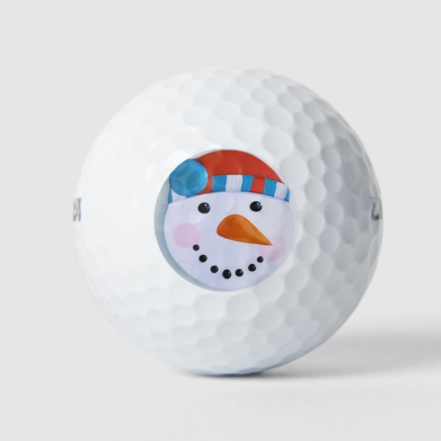 Snowman Carrot Nose Winter Christmas Golf Balls (Front)