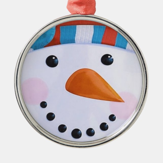 Snowman Carrot Nose Winter Christmas Metal Tree Decoration (Front)