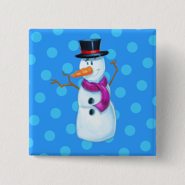 Snowman cartoon dad button (Front)
