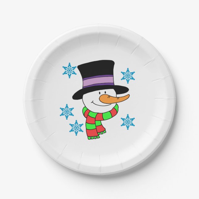 Snowman Cartoon Paper Plates (Front)
