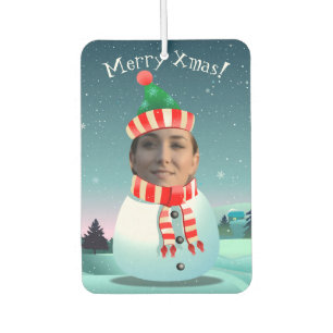 Snowman Cartoon With Customisable Face Car Air Freshener