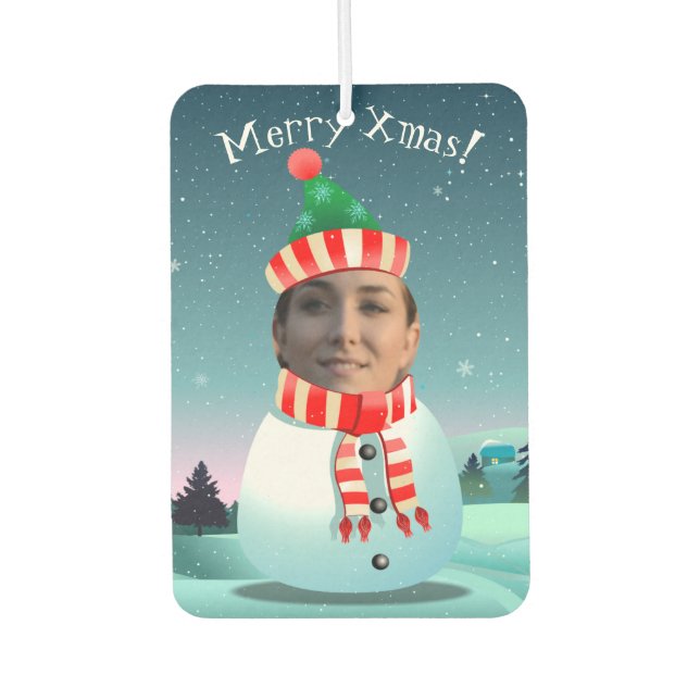Snowman Cartoon With Customisable Face Car Air Freshener (Front)