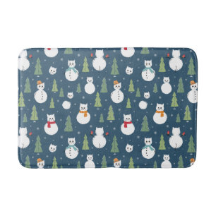 Snowman Cats Holiday Pattern Bath Mat