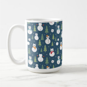 Snowman Cats Holiday Pattern Coffee Mug