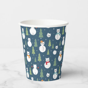 Snowman Cats Holiday Pattern Paper Cups