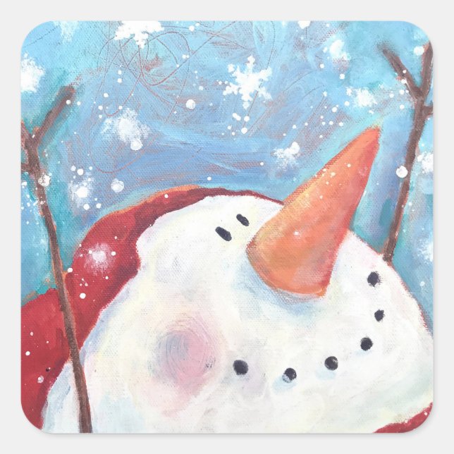 Snowman Celebrating snow sticker (Front)