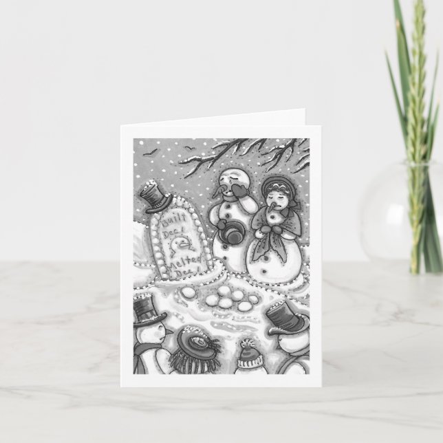 SNOWMAN CEMETERY, MELTED BEFORE HIS TIME Blank Card (Front)