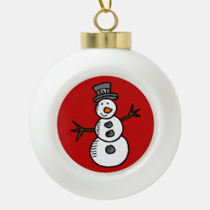 Snowman Ceramic Ball Christmas Ornament